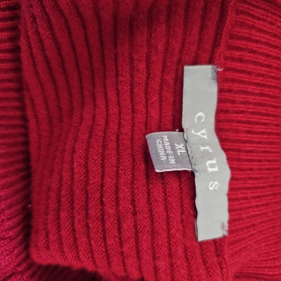 Cyrus Cowl Neck Ribbed Turtleneck Red Cozy Tunic Sweater Red XL Womens - Picture 2 of 12